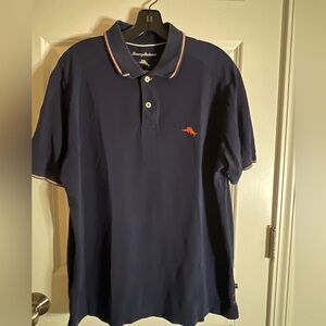 Tommy Bahama Dark Blue Polo with Orange Accents
